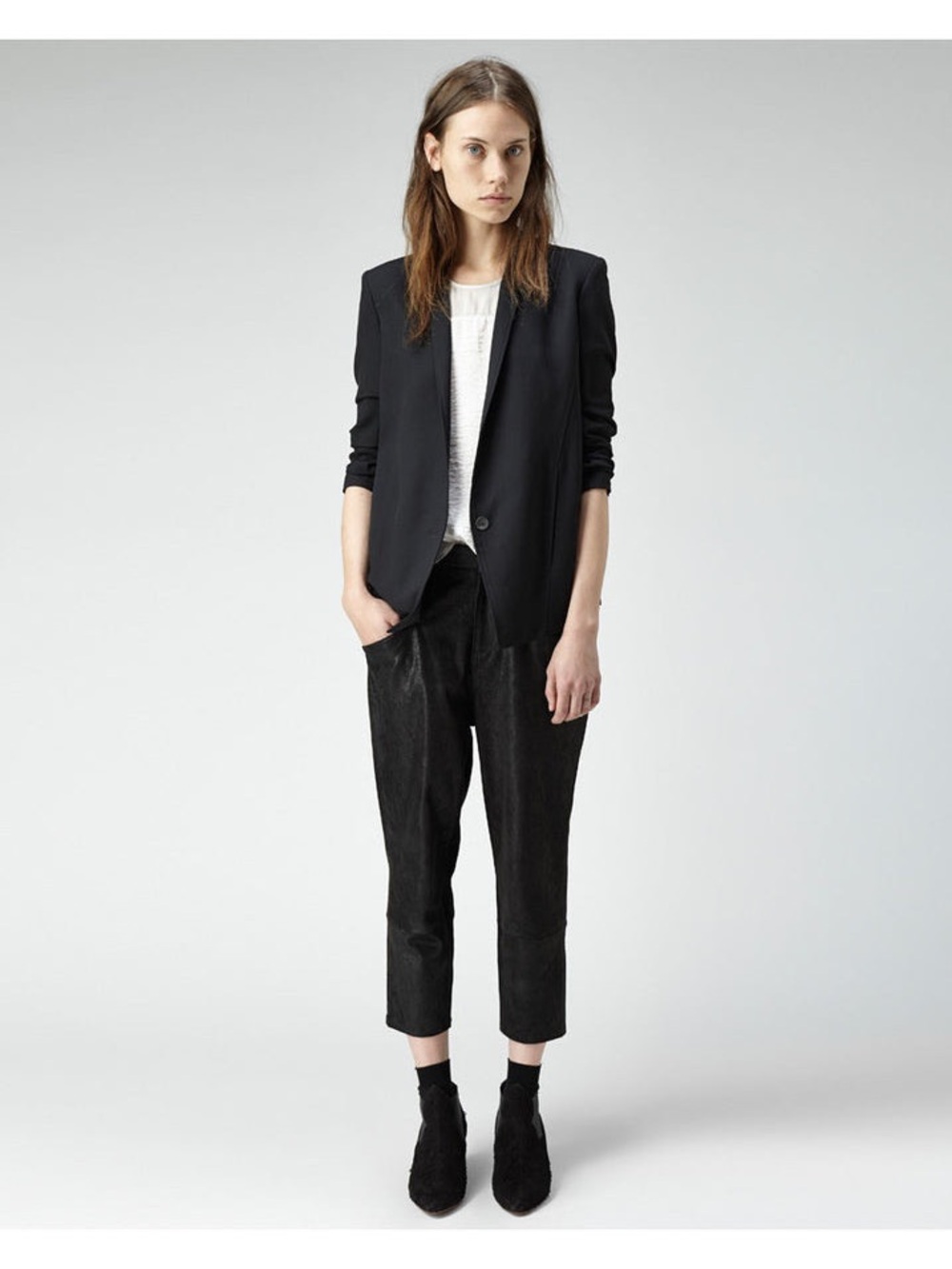 Helmut Lang Black Single Breasted Relaxed Boxy Blazer Size 6